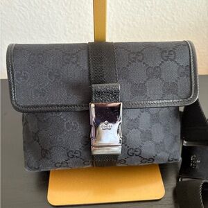 Gucci Black Monogram Belt Bag
